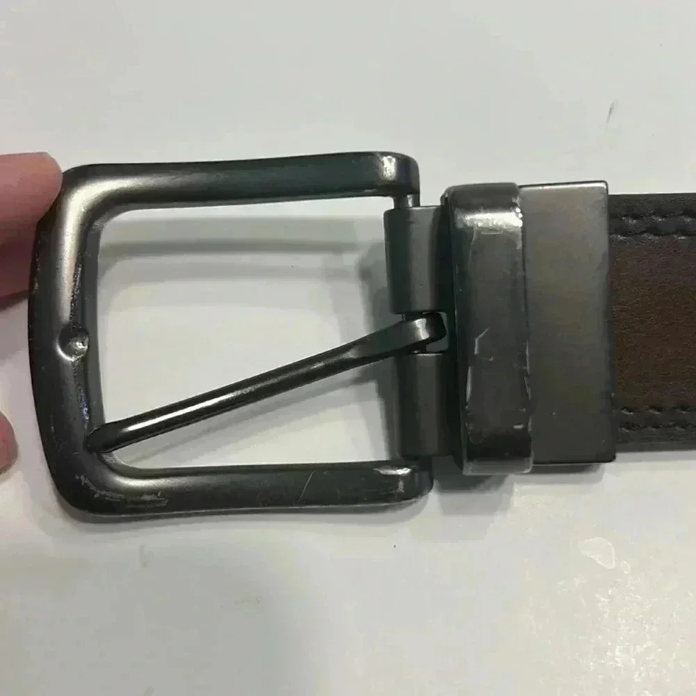 Men’s genuine leather reversible belt black and brown waist size 38